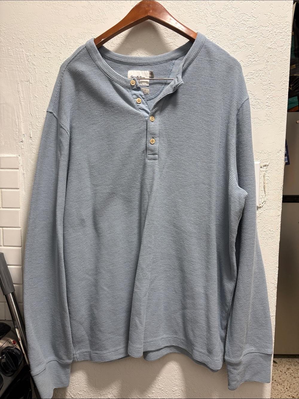 Goodfellow & Co Dusty Blue Waffle Henley Shirt